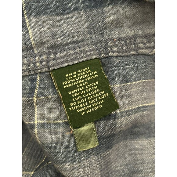 Lauren Ralph Lauren 2X Blue Plaid Linen Shirt Long Sleeve Button-Up Quiet Luxury - Picture 6 of 6